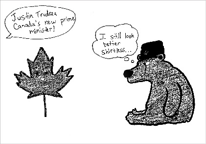 Comic of the new Canadian Prime Minister and Vladimir Putin