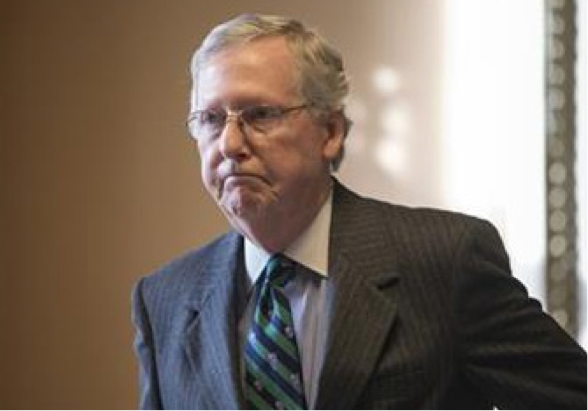 Mitch McConnell, looking somewhat displeased