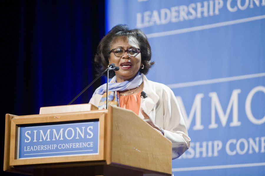 Anita Hill speaks at the Simmons Leadership Conference