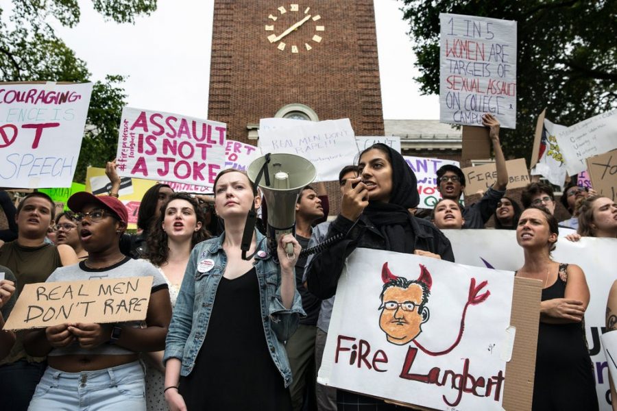 At+Brooklyn+College+in+early+October%2C+protestors++demanded+that+Associate+Business+Professor+Mitchell+Langbert+be+fired+for+his+blog+post+about+sexual+assault.