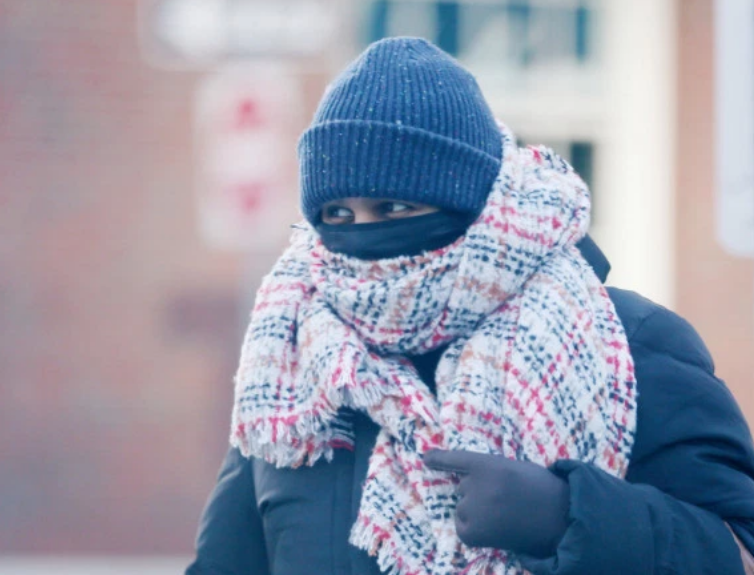 A pedestrian in Boston on January 31st, 2019.